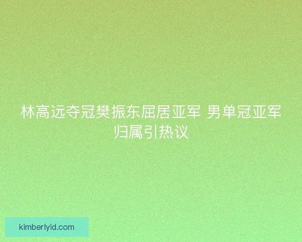林高远夺冠樊振东屈居亚军 男单冠亚军归属引热议